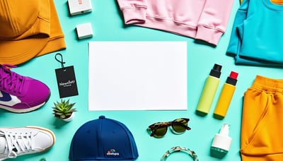 Newsletter signup illustration featuring branded apparel and promotional products Newsletter signup illustration featuring branded apparel and promotional products